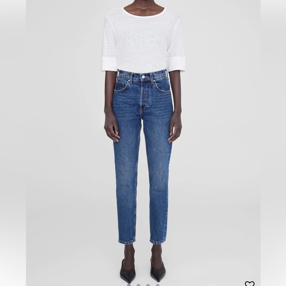 Anine Bing High Rise Straight Jeans - Blue